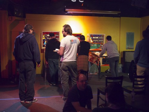 People playing the classics machines. (pic by Eric)
